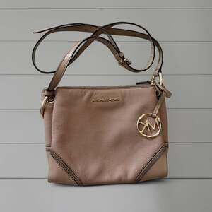 Michael Kors Tan Pebbled Leather Crossbody Bag — Triple Compartment